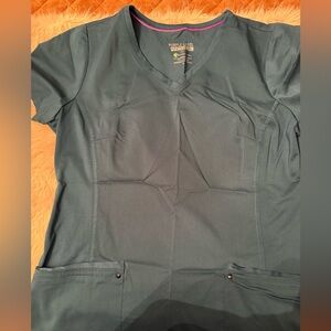 Purple Label Yoga Women's V-Neck Scrub Top - Dark Grey